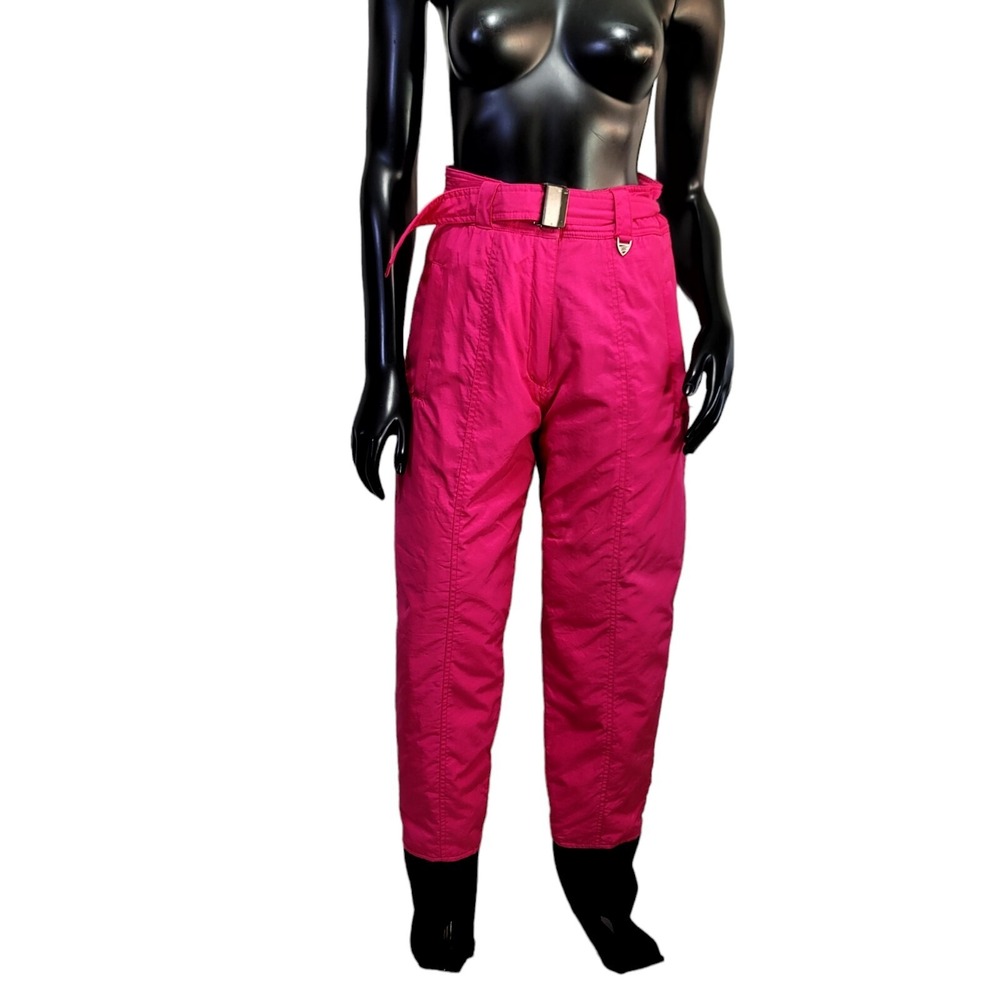 Vintage 80s Italian Skitique Womens M Hot Pink Stirrup Ski Pants Barbiecore